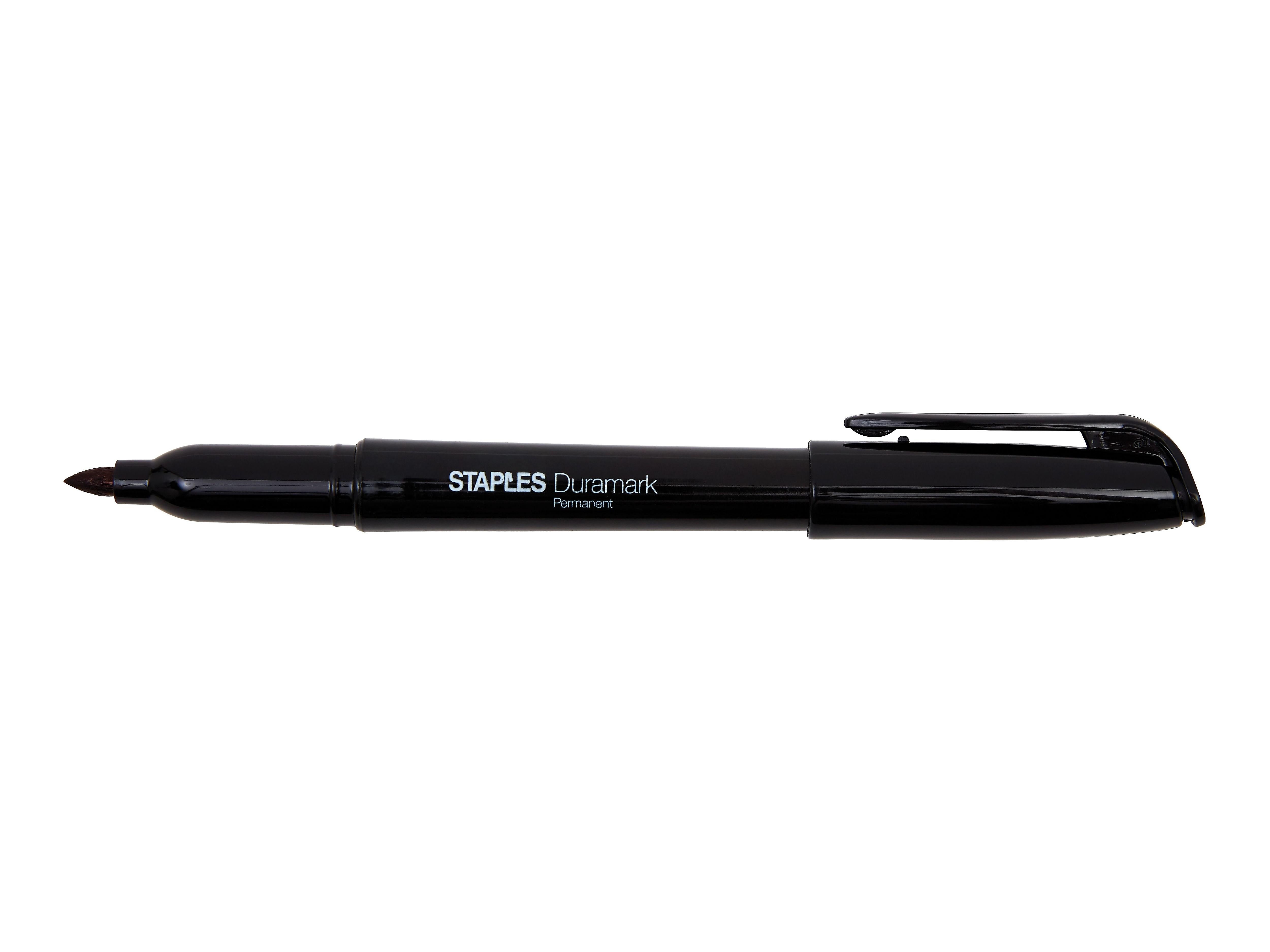 Staples DuraMark Permanent Markers, Fine Tip, Black, 12/Pack (20468-CC)