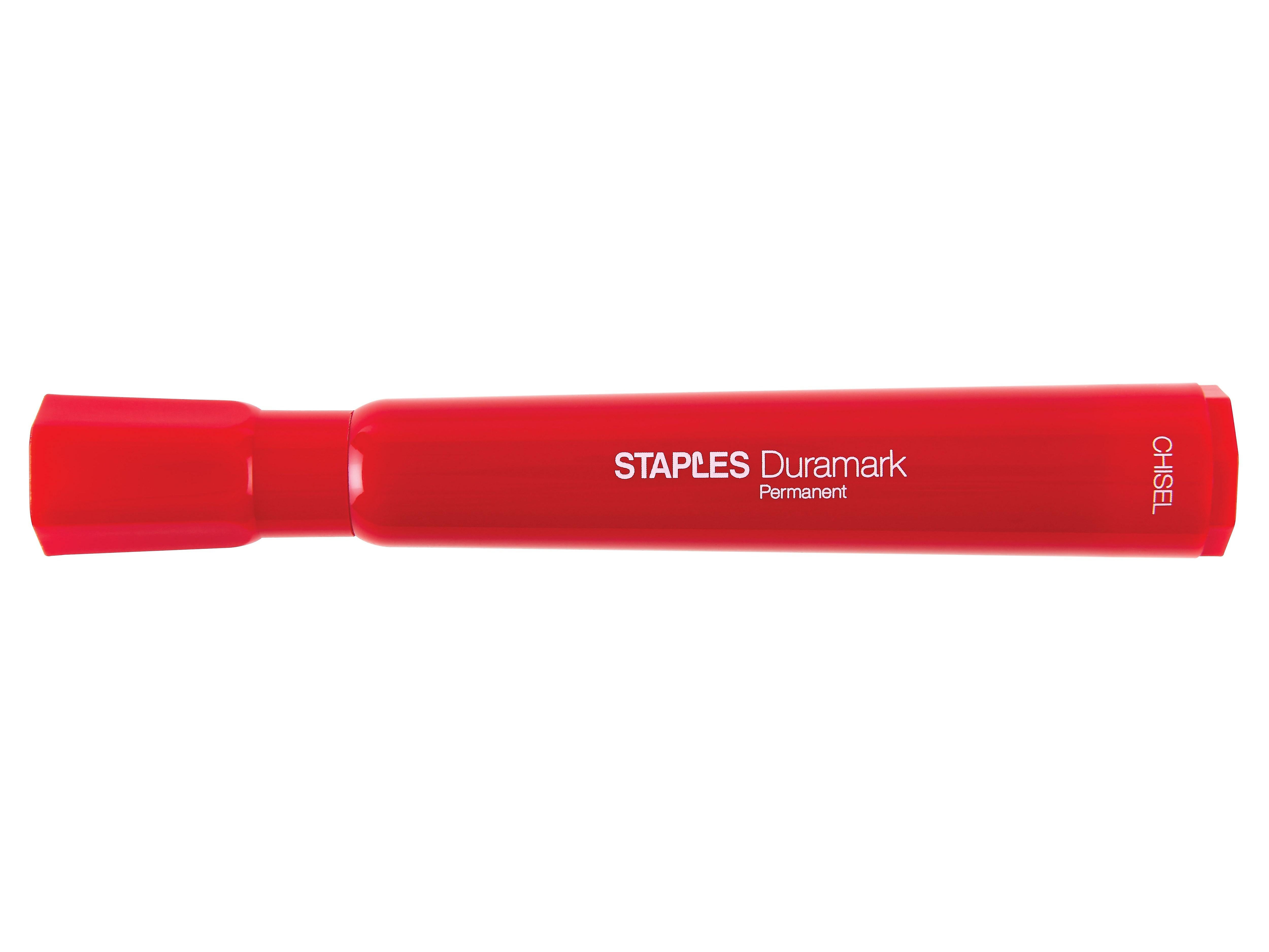 Staples DuraMark Permanent Markers, Chisel Point, Assorted, 12/Pack (10404)