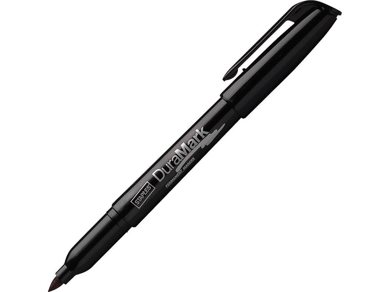 Staples DuraMark Permanent Markers, Fine Tip, Black, 12/Pack (20468-CC)
