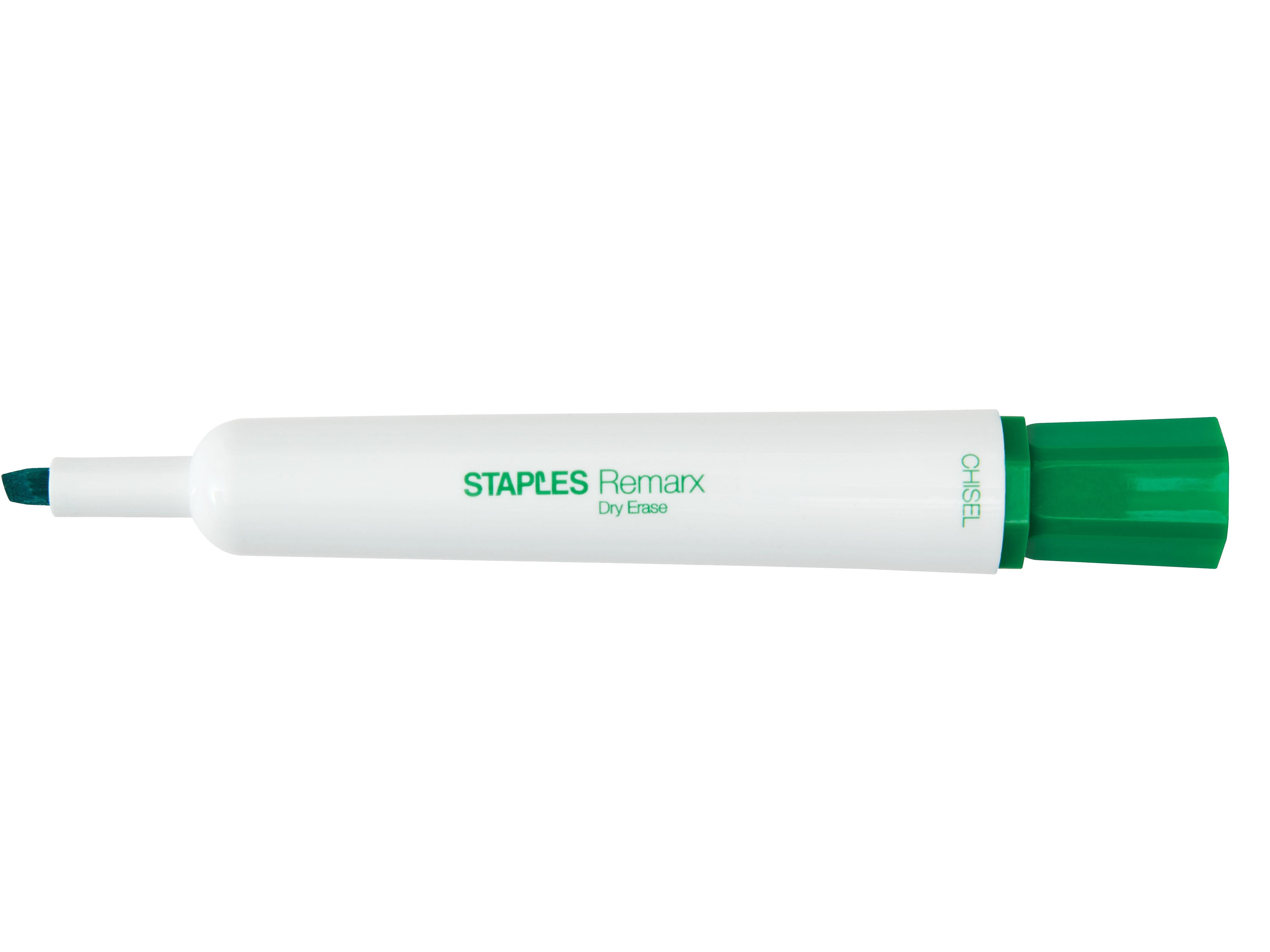 Staples Remarx Dry Erase Markers, Broad Point, Green, 12/Pack (18889)