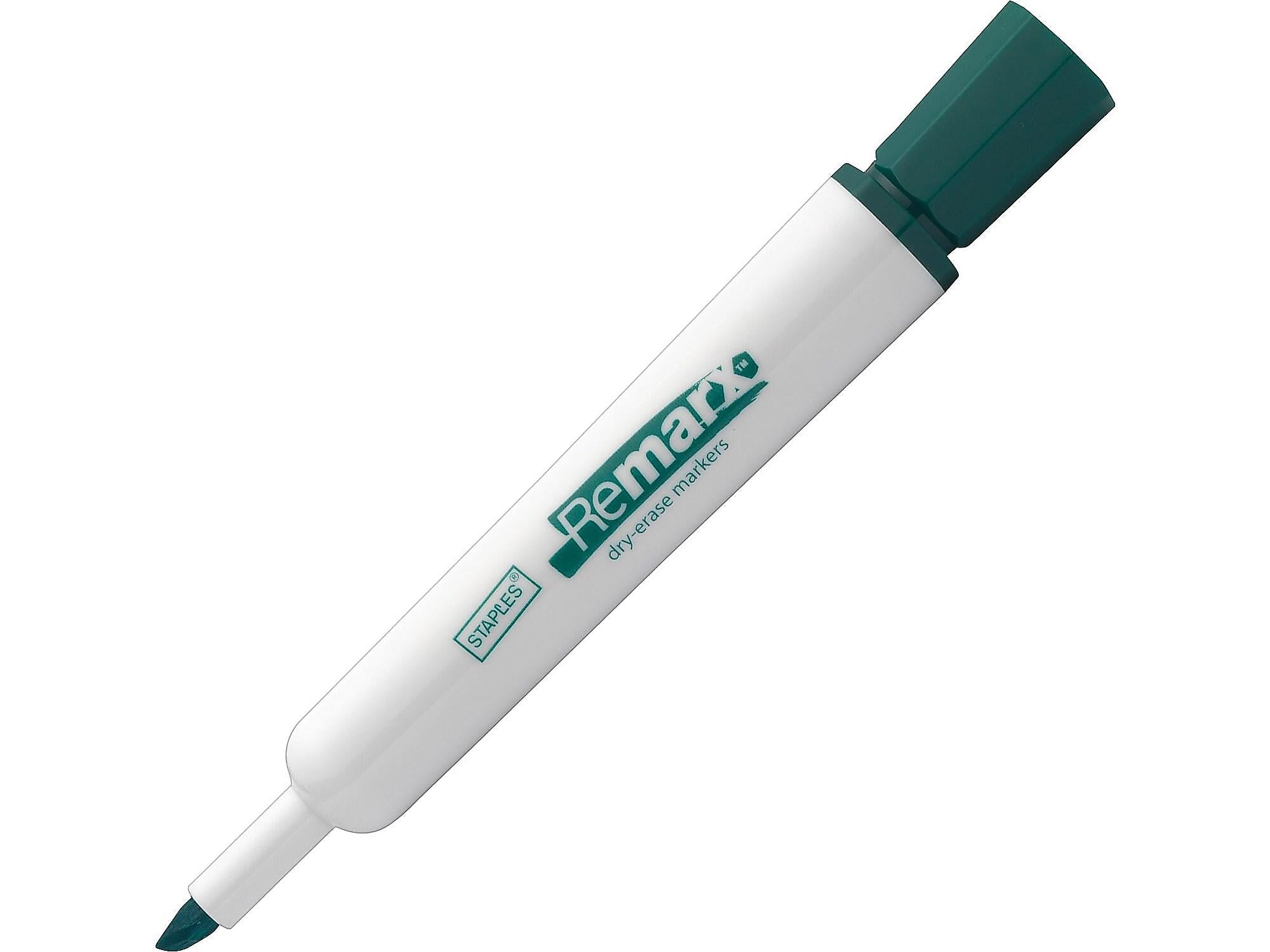 Staples Remarx Dry Erase Markers, Broad Point, Green, 12/Pack (18889)