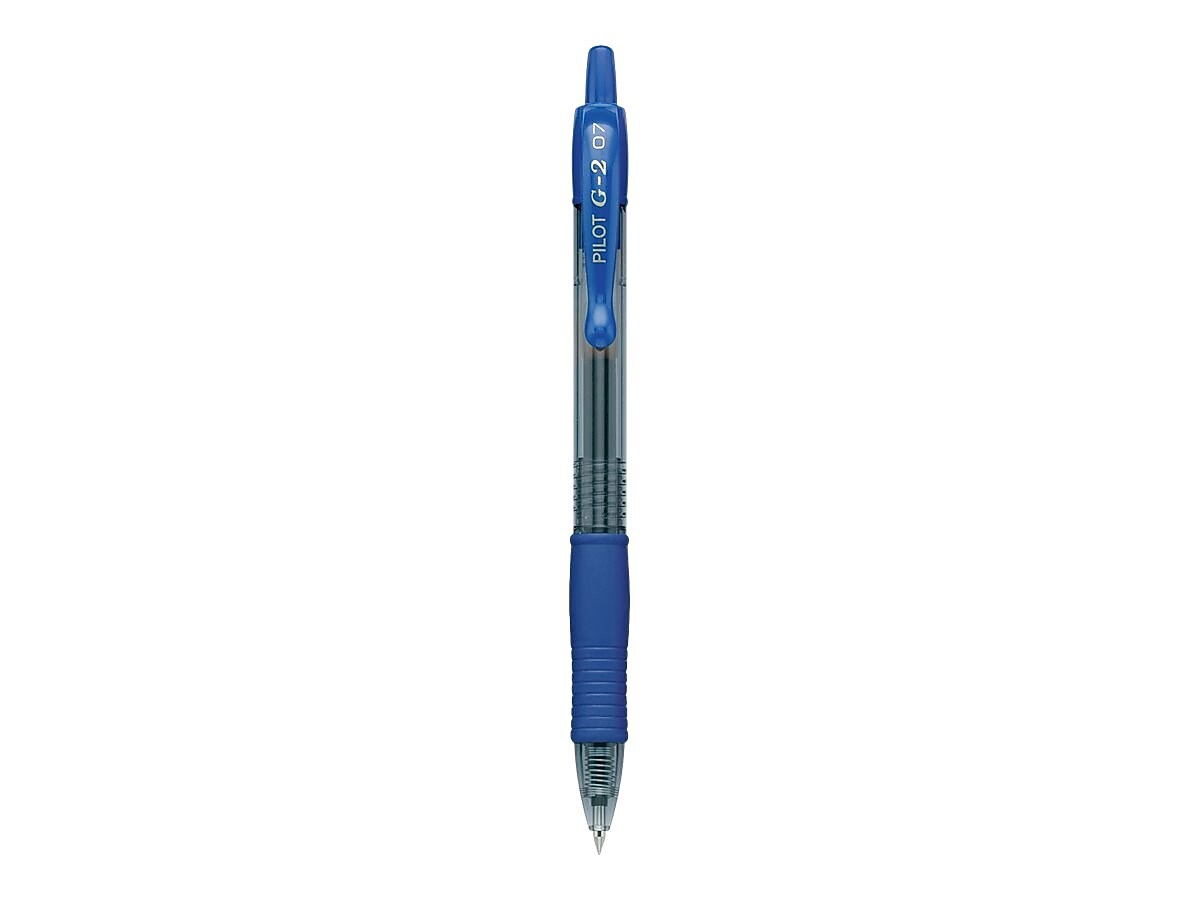 Pilot G2 Retractable Gel Pens, Fine Point, 0.7mm, Blue Ink, Dozen (31021)