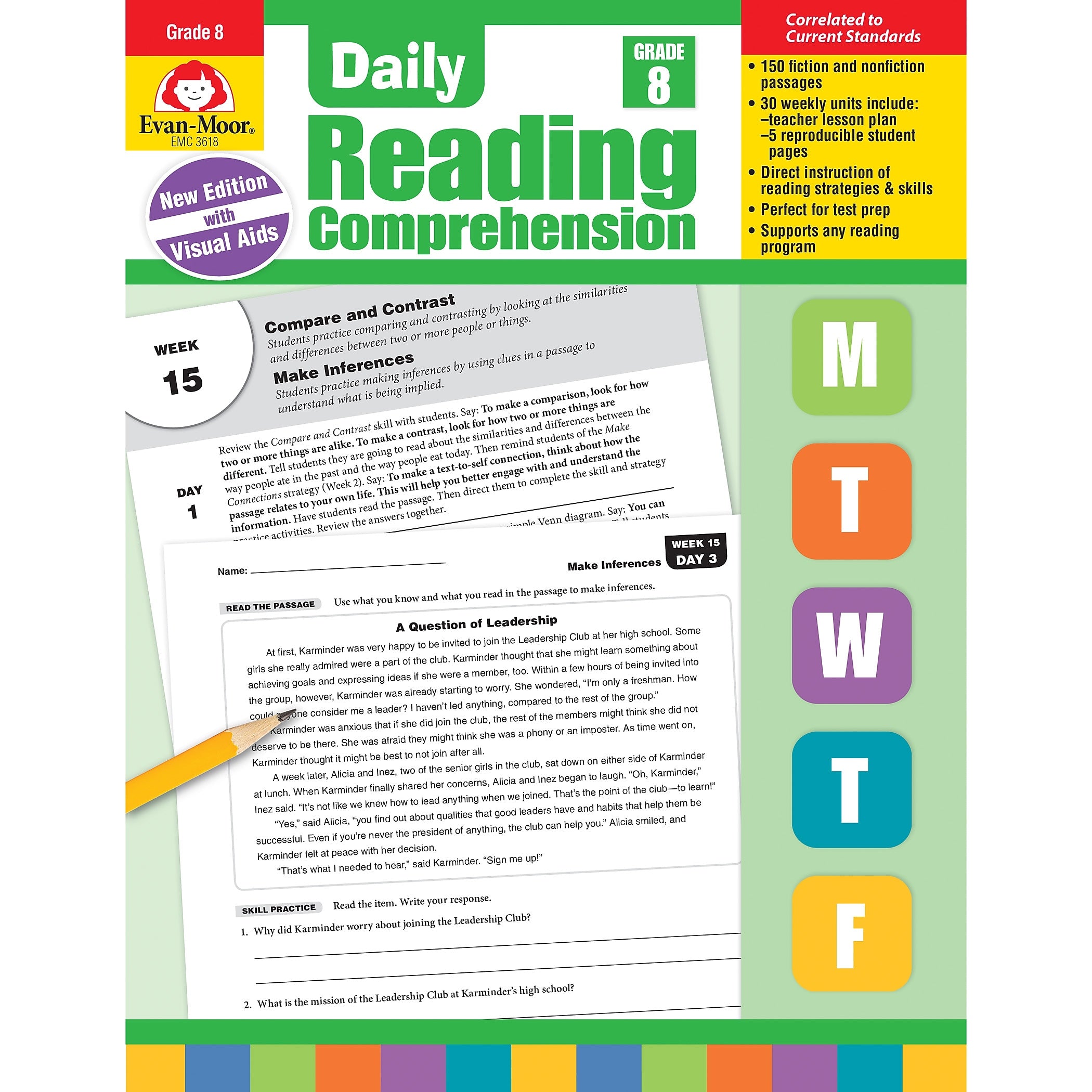 Evan-Moor Daily Reading Comprehension, Grade 8, Teacher's Edition, Print (9781629384818)