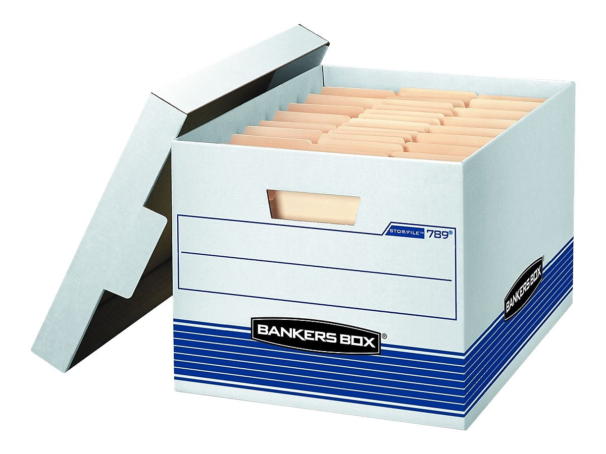 Bankers Box Stor/File Medium-Duty Quick Set-Up Storage Boxes with Lift-Off Lid, Letter/Legal, 12/Ct (00789)