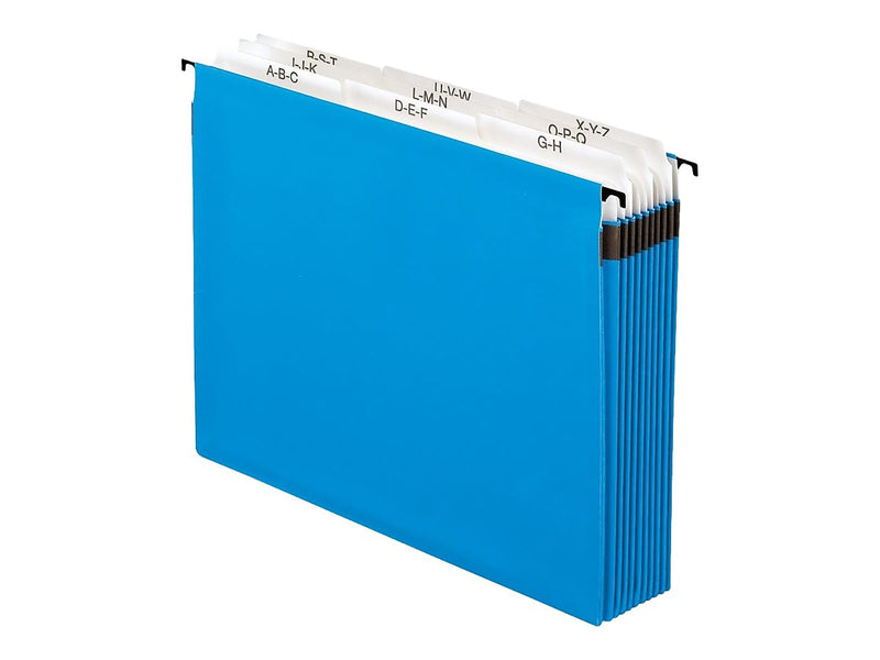 Pendaflex SureHook Expanding File, 5.25" Expansion, A-Z Index, Letter Size, 9-Pocket, Blue  (PFX 59225)