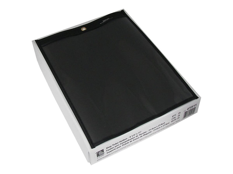 C-Line Shop Ticket Holders, 8-1/2" x 11", Clear with Black Back, 25/Box (45911)