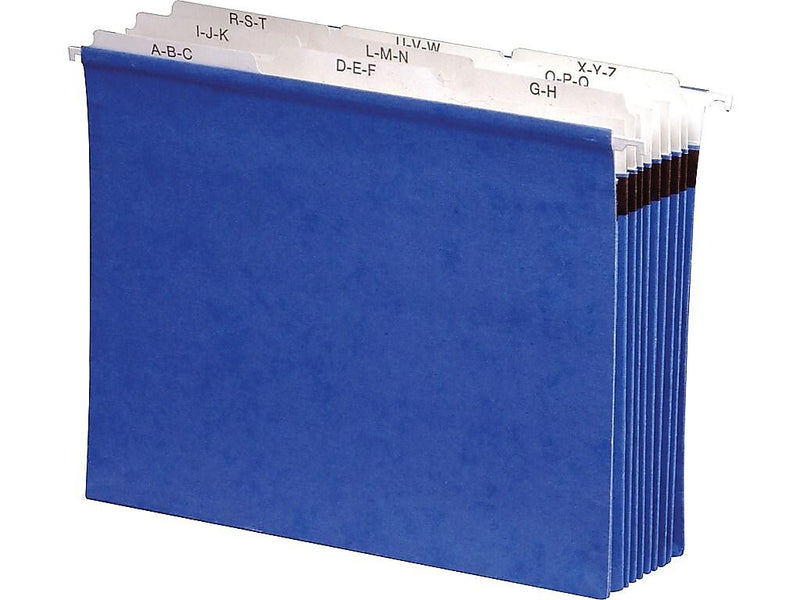 Pendaflex SureHook Expanding File, 5.25" Expansion, A-Z Index, Letter Size, 9-Pocket, Blue  (PFX 59225)