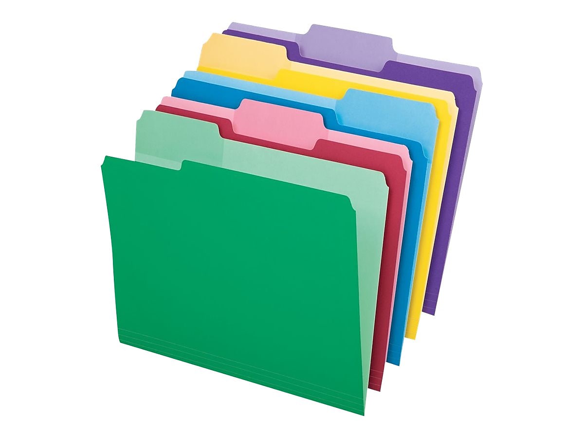 Pendaflex Recycled File Folder, 1/3-Cut Tab, Assorted, Letter Size, Assorted Colors, 30/Pack (84370)