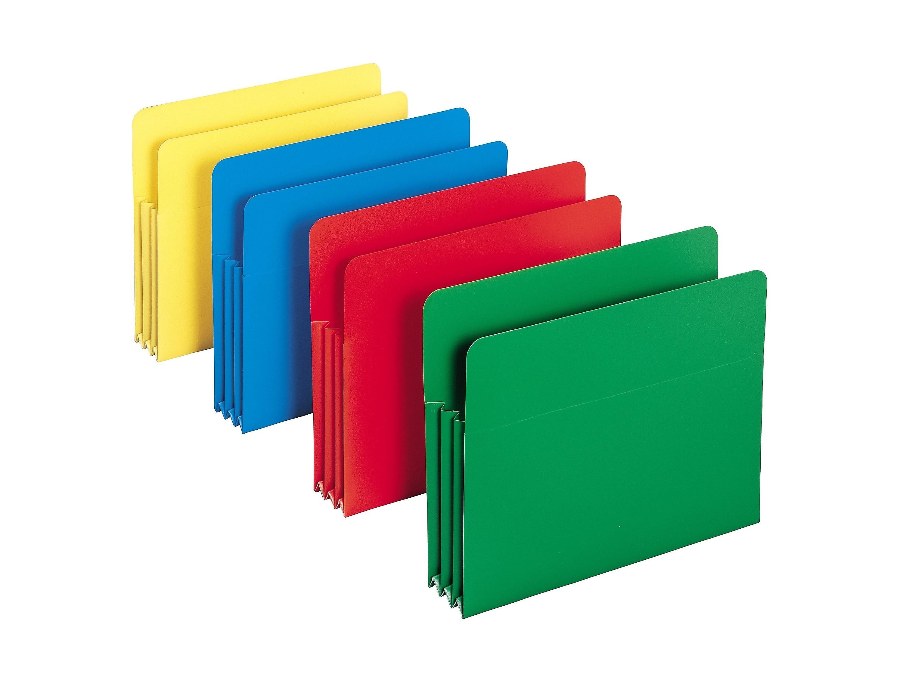Smead Heavy Duty Poly File Pockets, 3-1/2" Expansion, Letter Size, Assorted Colors, 4/Box (73500)