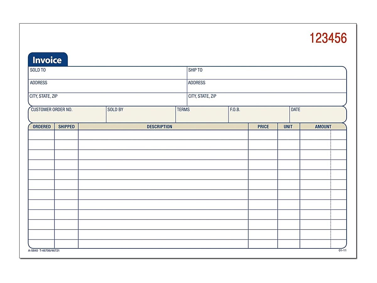 Adams 3-Part Carbonless Invoices, 8.44"W x 5.56"L, 50 Sets/Book (TC5840)