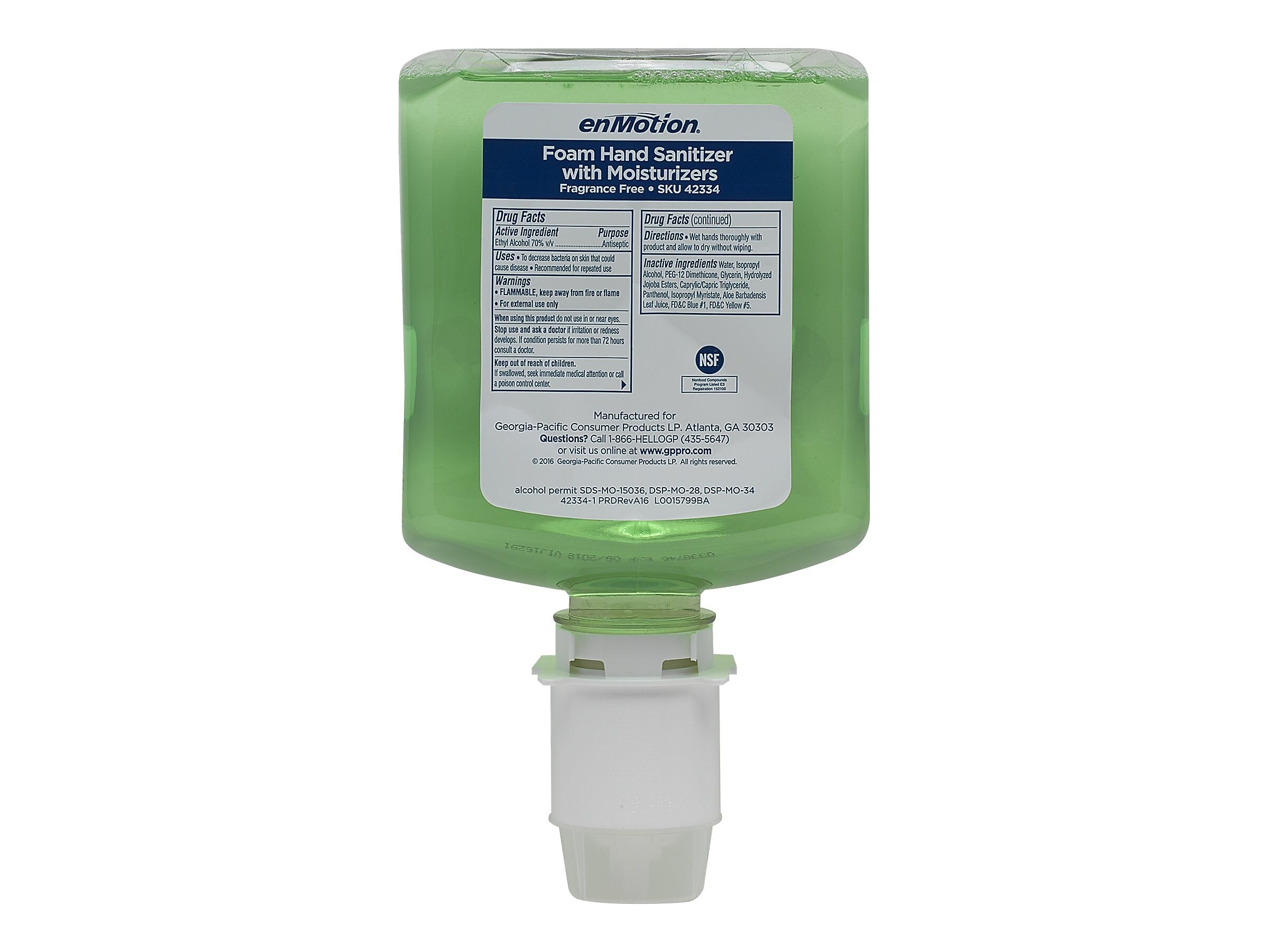 enmotion Gen2 Foaming Hand Sanitizer Refill for enMotion, 1000 mL., 2/Carton (42334)