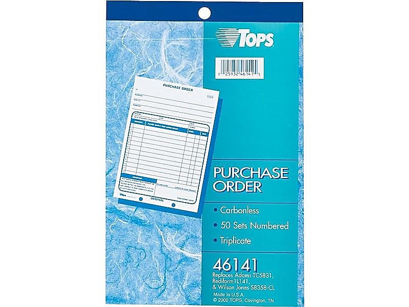TOPS 3-Part Carbonless Purchase Requisitions, 5.56"W x 7.94"L, 50 Sets/Book (46141)