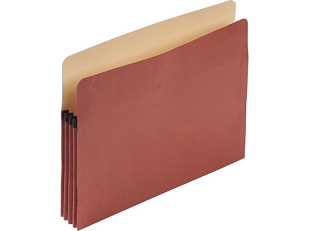 Pendaflex 100% Recycled Heavy Duty Reinforced File Pocket, 3 1/2" Expansion, Letter Size, Red Fiber (E1524E)