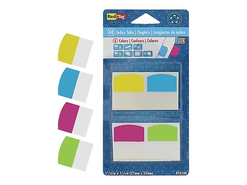 Redi-Tag Tabs, Assorted Colors, 1.06" Wide, 48/Pack (33148)