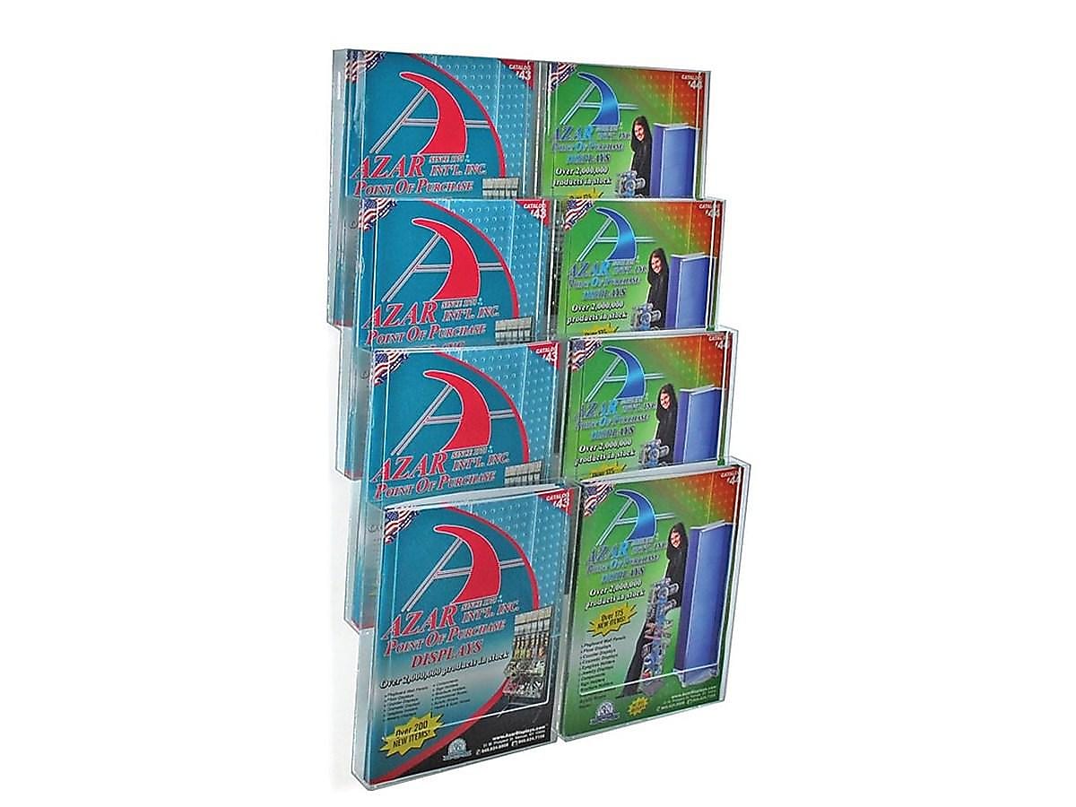 Azar Literature Holder, 18" x 20.25", Vertical, Wall Mounted, Clear, Plastic (252322)