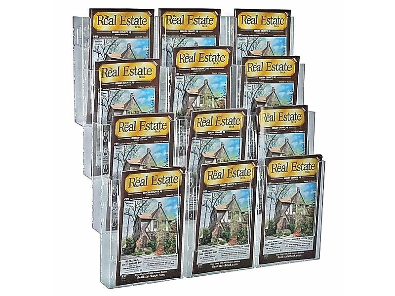 Azar Literature Holder, 19.125" x 21.5", Vertical, Wall Mounted, Clear, Plastic (252323)
