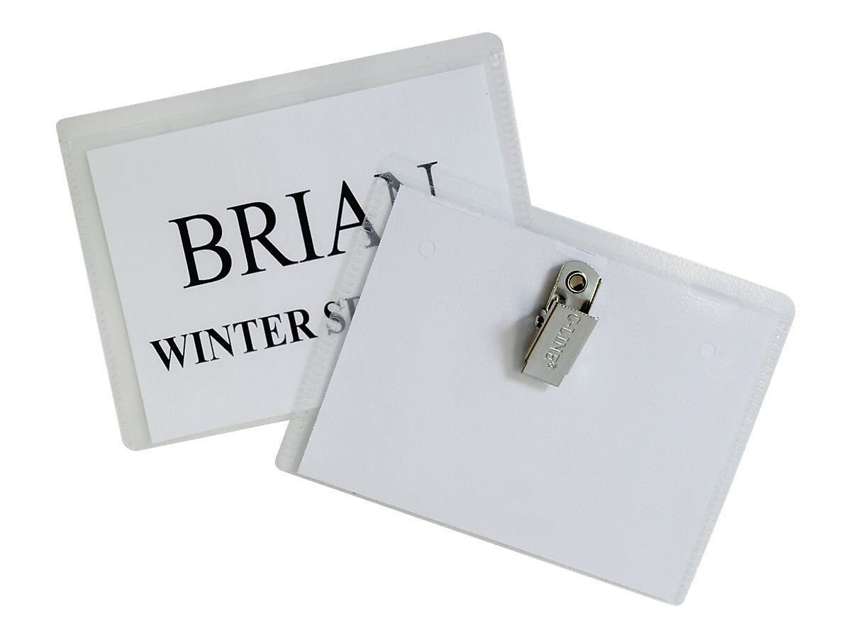 C-Line ID Badge Holders/Cards, Clear with White Inserts, 50/Box (95523)