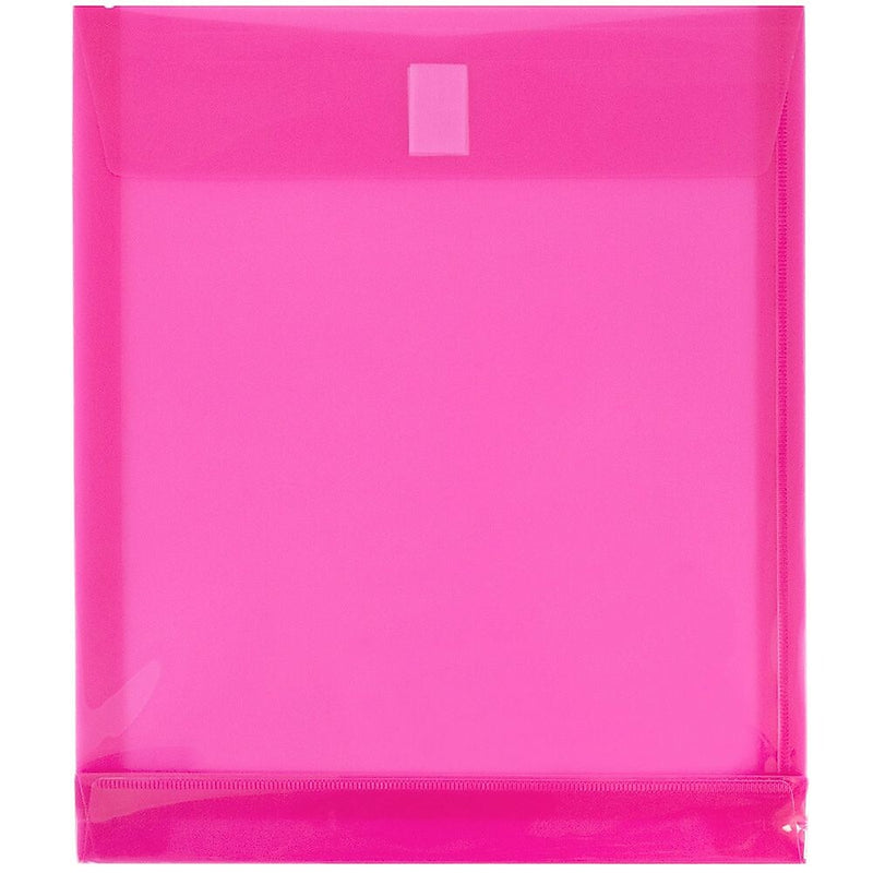 JAM Paper Standard Plastic Document File, Letter, Fuchsia Pink, 12/Pack (118V1FU)