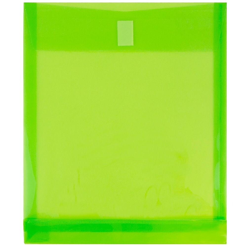 JAM Paper Standard Plastic Document File, 1 Pocket, Letter, Lime Green, 12/Pack (118V1LI)