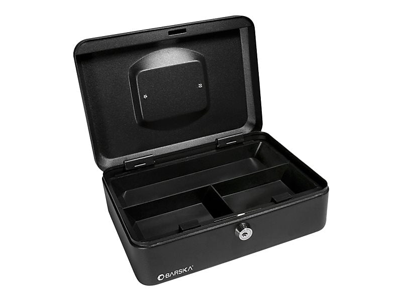 Barska Small Key Lock Cash Box, 3 Compartments, Black (CB11830)