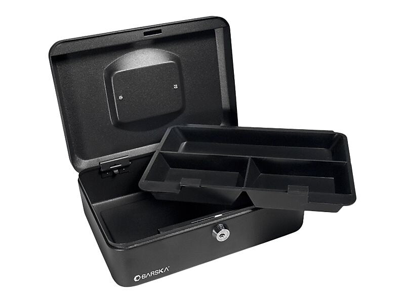 Barska Small Key Lock Cash Box, 3 Compartments, Black (CB11830)