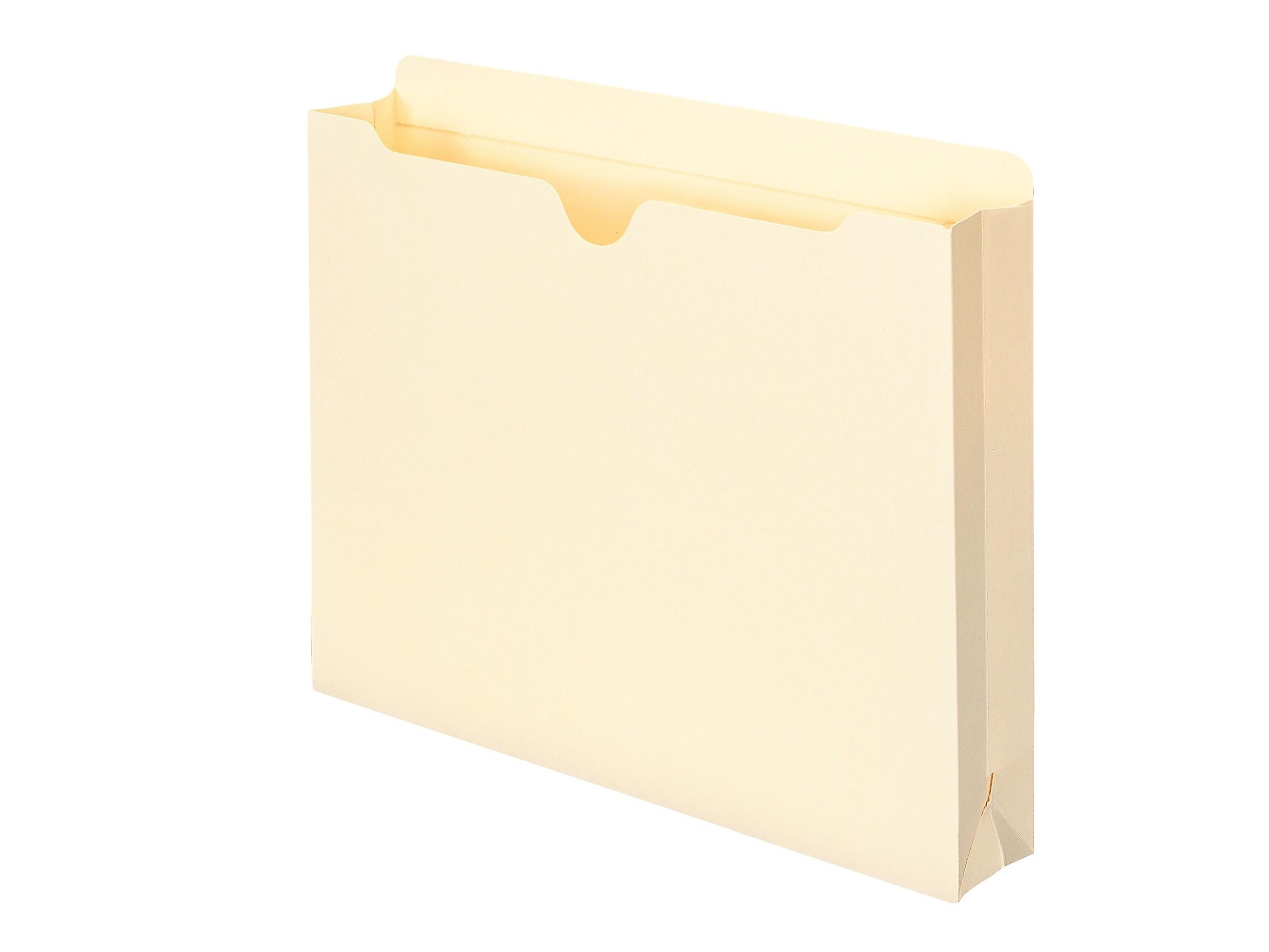 Smead 100% Recycled File Jackets, Reinforced Straight-Cut Tab, 2" Expansion, Letter Size, Manila, 50/Box (75605)