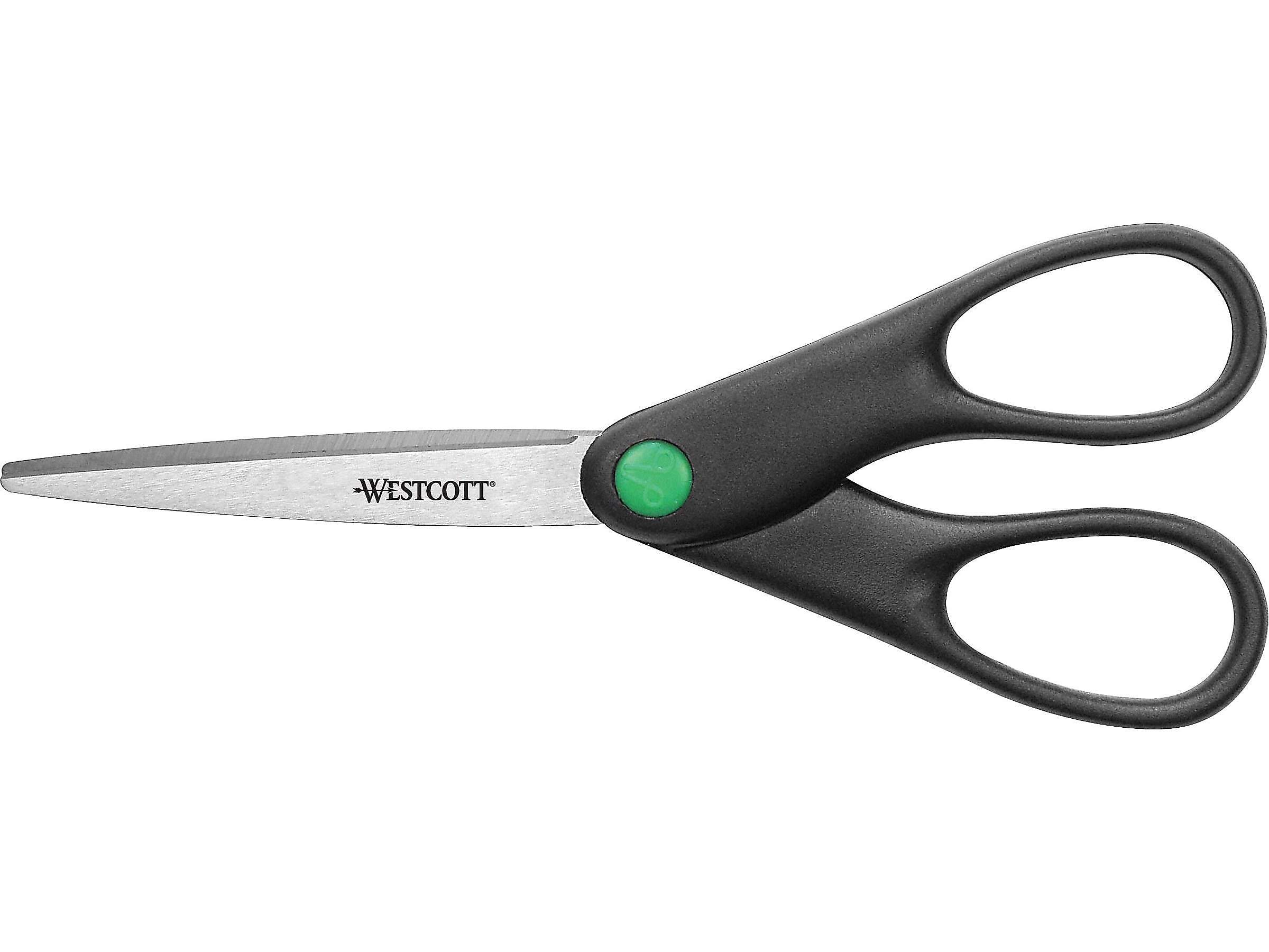 Westcott Straight KleenEarth 7" Recycled Stainless Steel Standard Scissors, Pointed Tip, Black (44218)