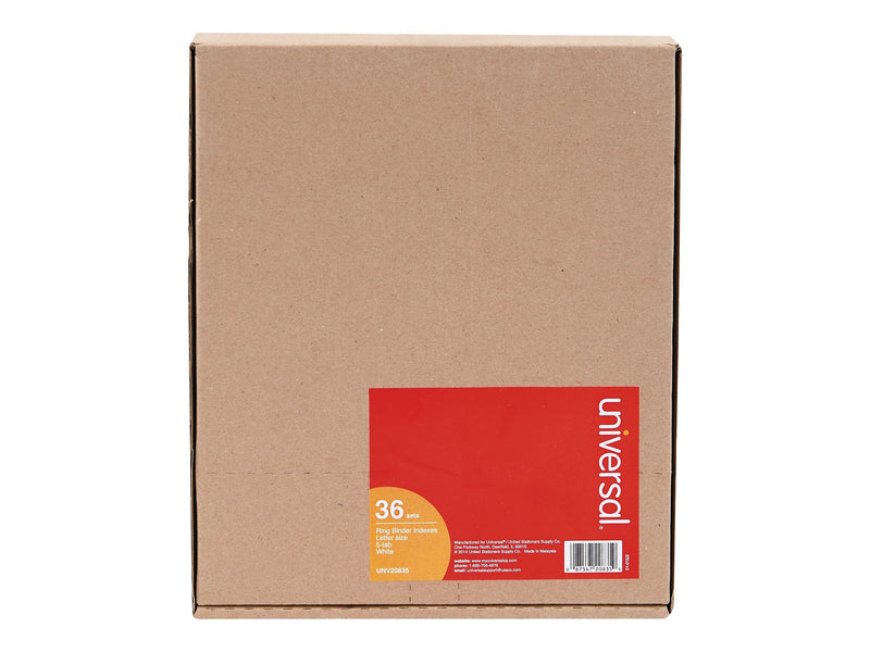 Universal Printable Paper Dividers, 5-Tab, White, 36 Sets/Box (UNV20835)