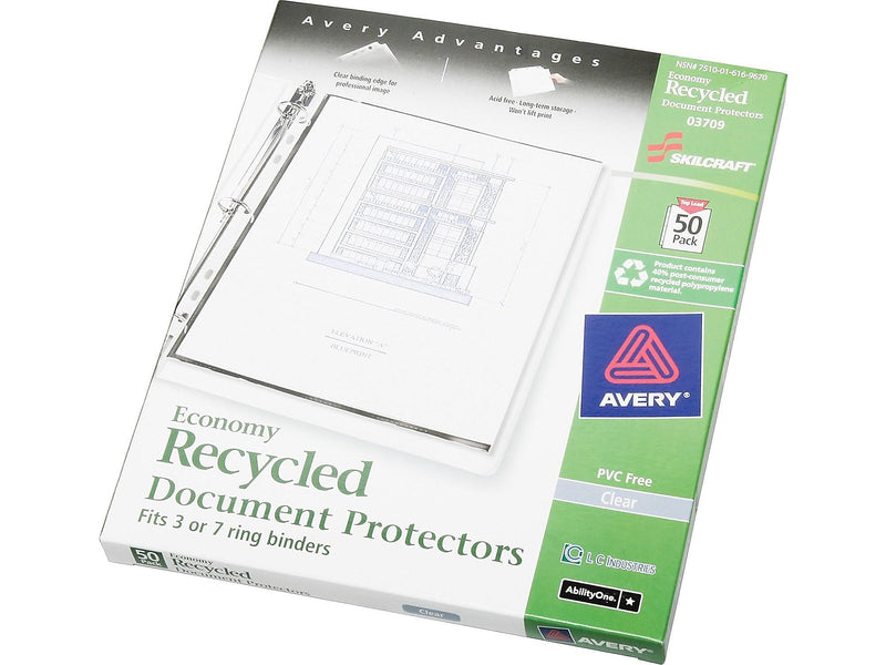 AbilityOne SKILCRAFT Sheet Protectors, 8.5" x 11", Clear, 50/Box (7510-01-616-9670)