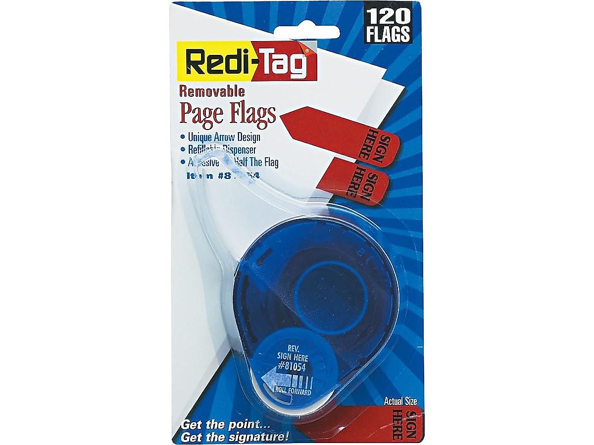 Redi-Tag Sign Here Flags, Red, 0.56" Wide, 120/Pack (81054)