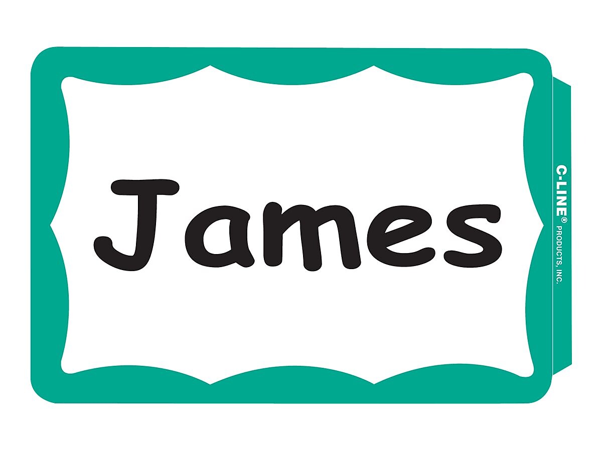 C-Line Sticker Name Tags/Labels, White with Green Border, 100/Box (92263)