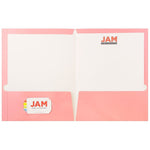 JAM Paper Laminated 2-Pocket Glossy Presentation Folders, Baby Pink, 25/Pack (31225348a)