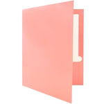 JAM Paper Laminated 2-Pocket Glossy Presentation Folders, Baby Pink, 25/Pack (31225348a)