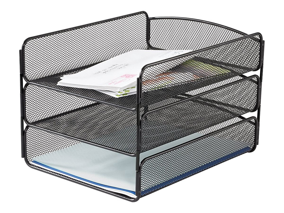 Safco Onyx Triple Letter Tray, Black Steel (3271BL)