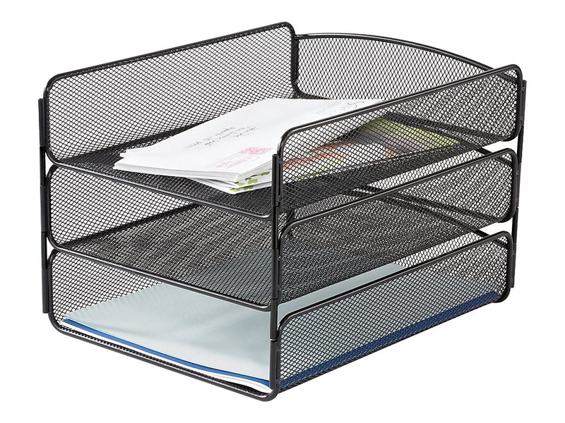 Safco Onyx Triple Letter Tray, Black Steel (3271BL)
