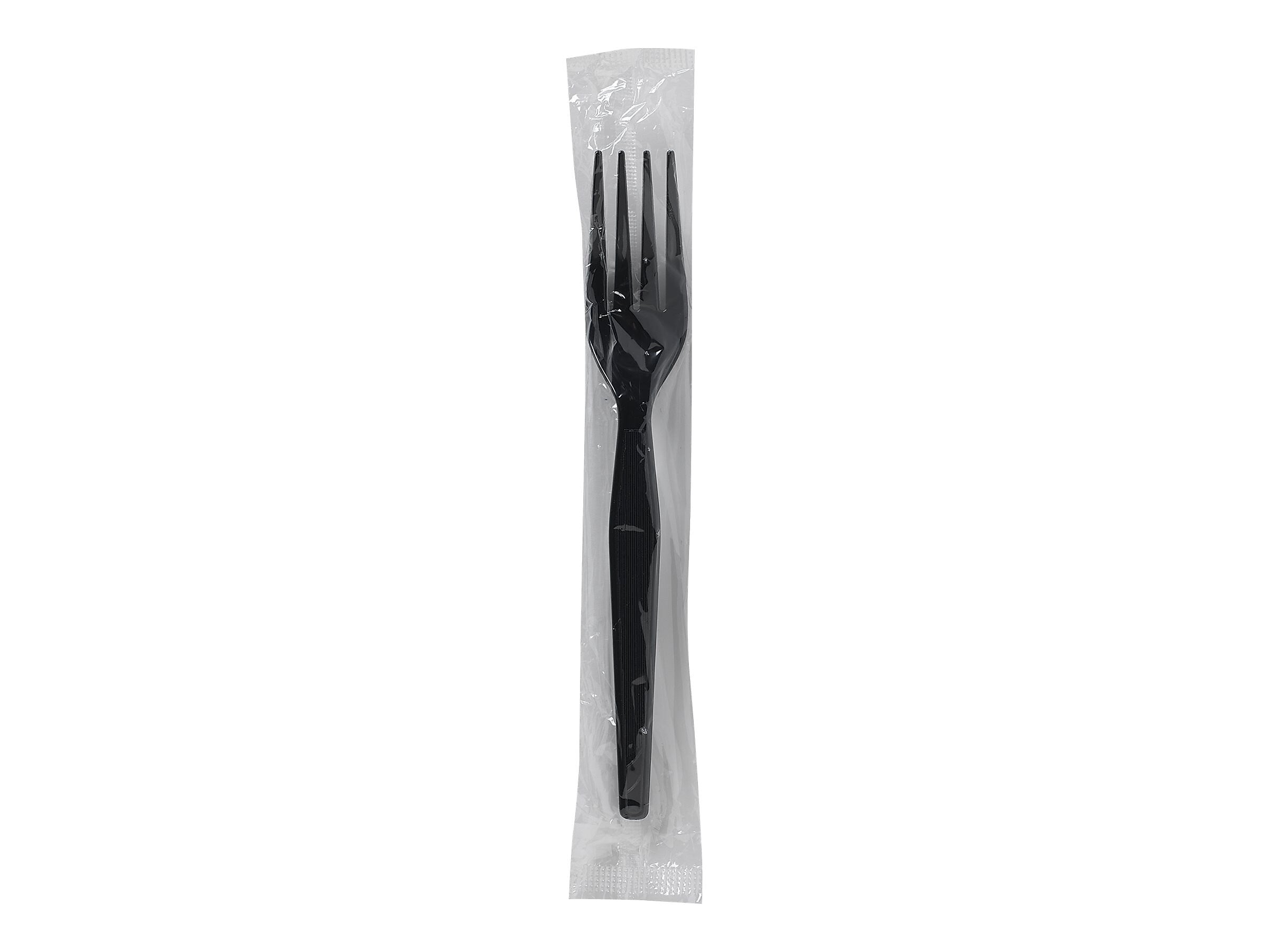 Dixie Individually Wrapped Plastic Fork, Heavy-Weight, Black, 1000/Carton (FH53C7)