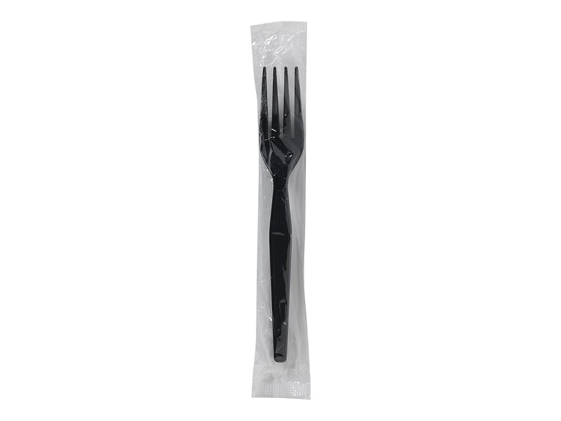 Dixie Individually Wrapped Plastic Fork, Heavy-Weight, Black, 1000/Carton (FH53C7)