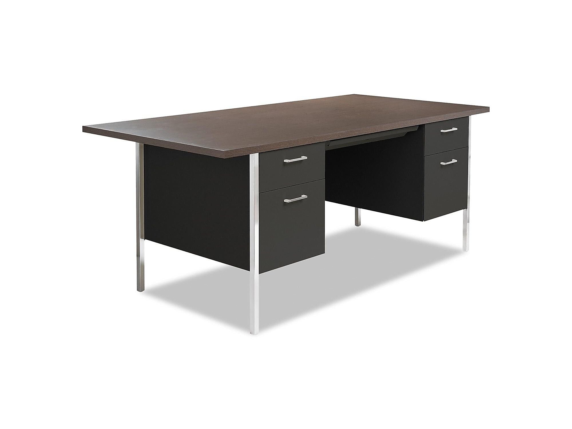 Alera 72" Double Pedestal Desk, Walnut (ALESD7236BW)