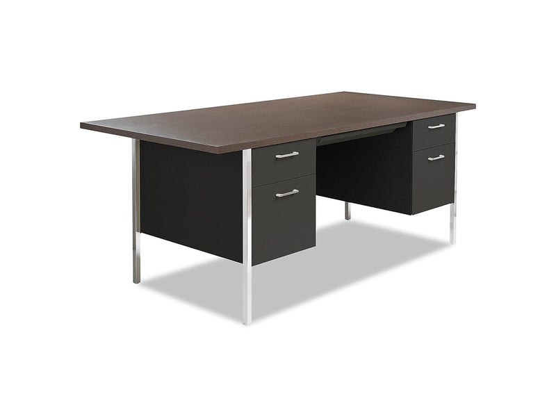 Alera 72" Double Pedestal Desk, Walnut (ALESD7236BW)
