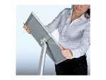 Azar Sign Holder, 14" x 42", Freestanding, Silver, Metal (300237-SLV)