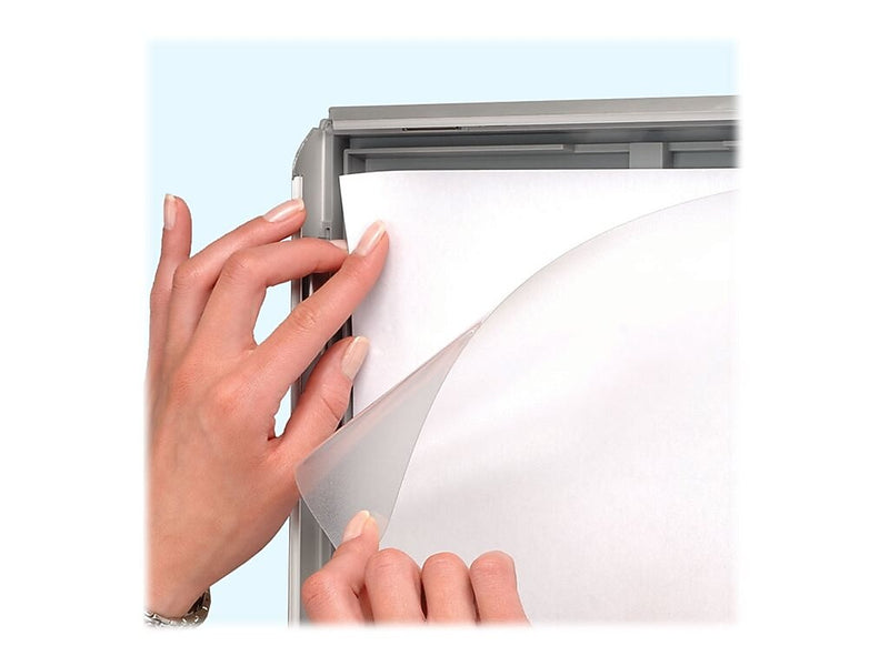 Azar Sign Holder, 14" x 42", Freestanding, Silver, Metal (300237-SLV)