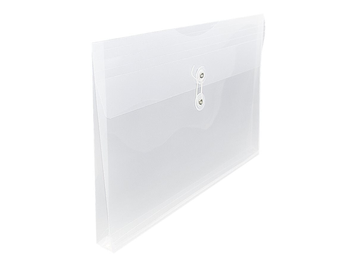 JAM Paper Plastic Envelopes with Button and String Tie Closure, Legal Size, Clear, 12/Pack (219B1CL)