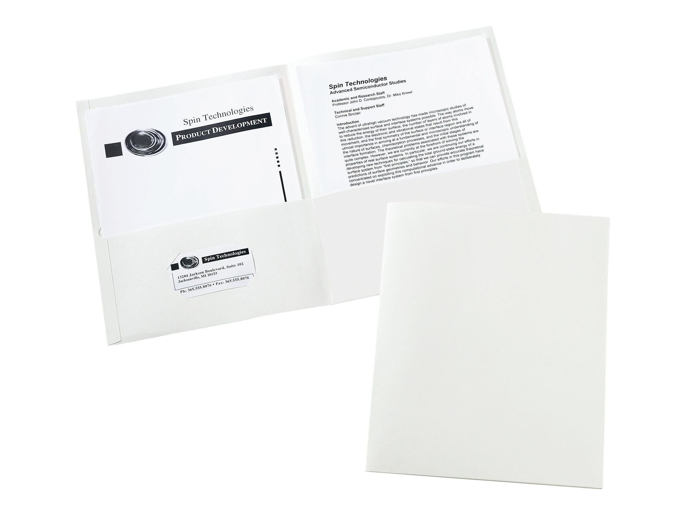 Avery 2-Pocket Portfolio Folders, White, 25/Box (47991)