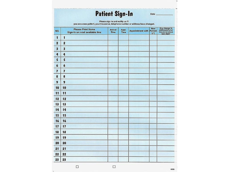 Tabbies Healthcare Patient Privacy Sign-In Sheets, 11"L x 8.5"W, 125/Pack (14531)