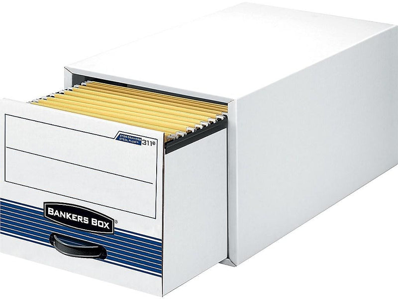 Bankers Box Stor/Drawer Steel Plus File Drawers, Letter Size, White/Blue, 6/Carton (00311)