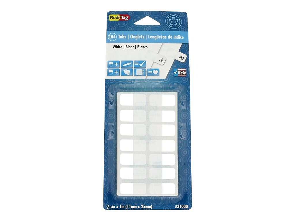 Redi-Tag Tabs, White, 0.44" Wide, 104/Pack (31000)