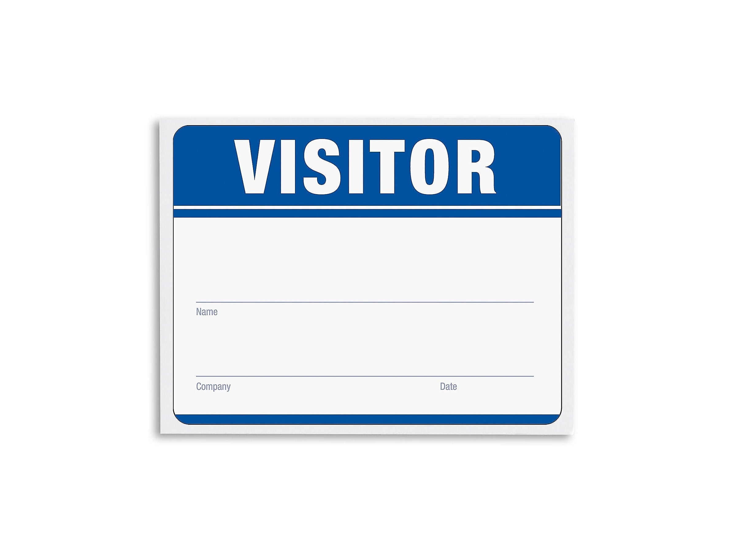 IDville Visitor Stick On Sticker Name Tags/Labels, Navy Blue, 100/Pack (1341017BL31)
