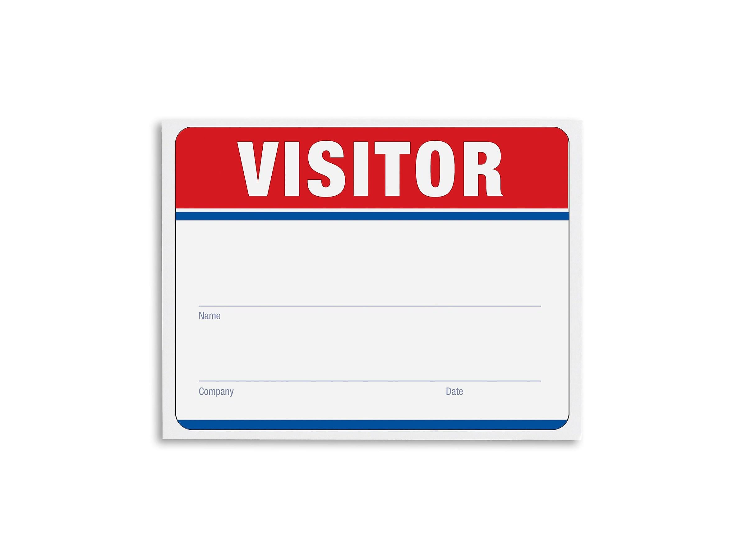 IDville Visitor Stick On Sticker Name Tags/Labels, Red, 100/Pack (1341017RD31)