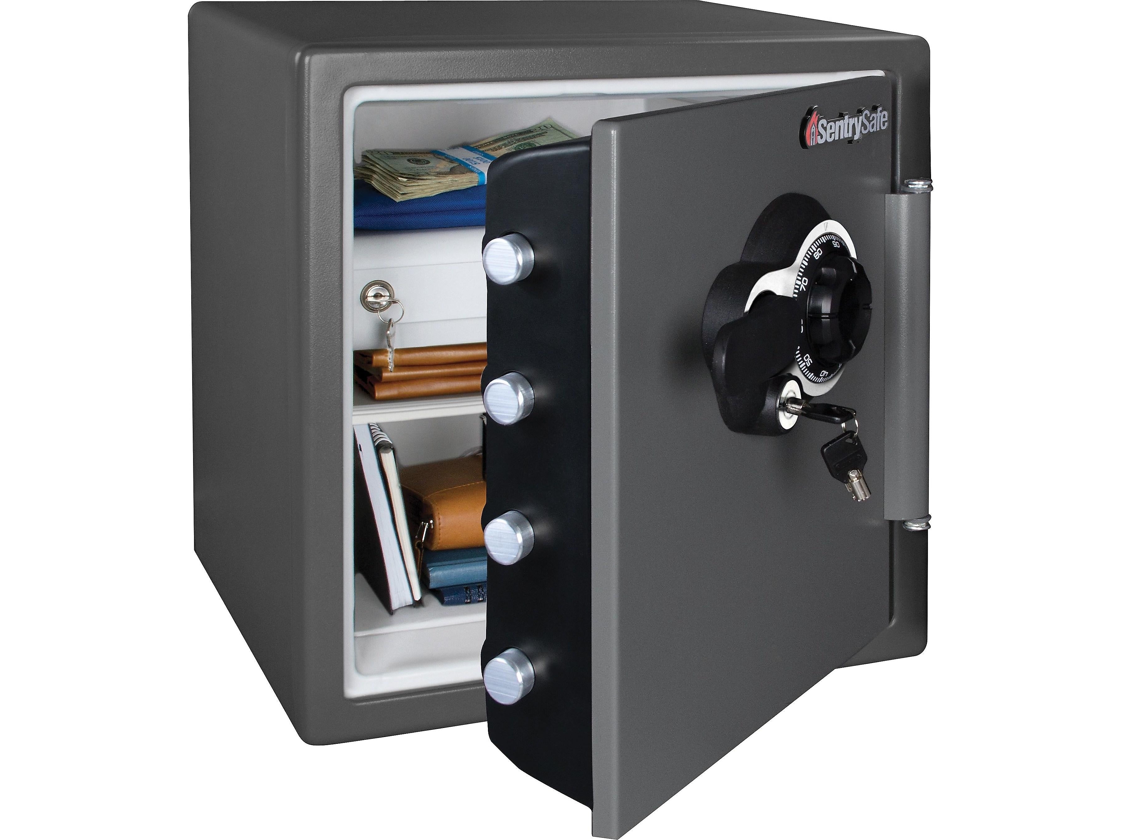 SentrySafe Steel Fire/Waterproof Safe with Combination w/Key, 1.23 cu. ft. (SFW123DEB)