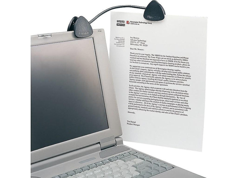Kensington FlexClip Plastic Document Holder Mount with Clip, Black (K62081BF)